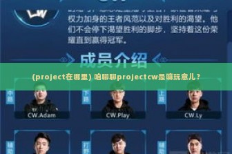 (project在哪里) 咱聊聊projectcw是嘛玩意儿？