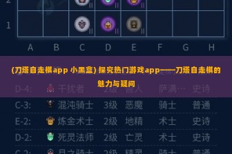 (刀塔自走棋app 小黑盒) 探究热门游戏app——刀塔自走棋的魅力与疑问